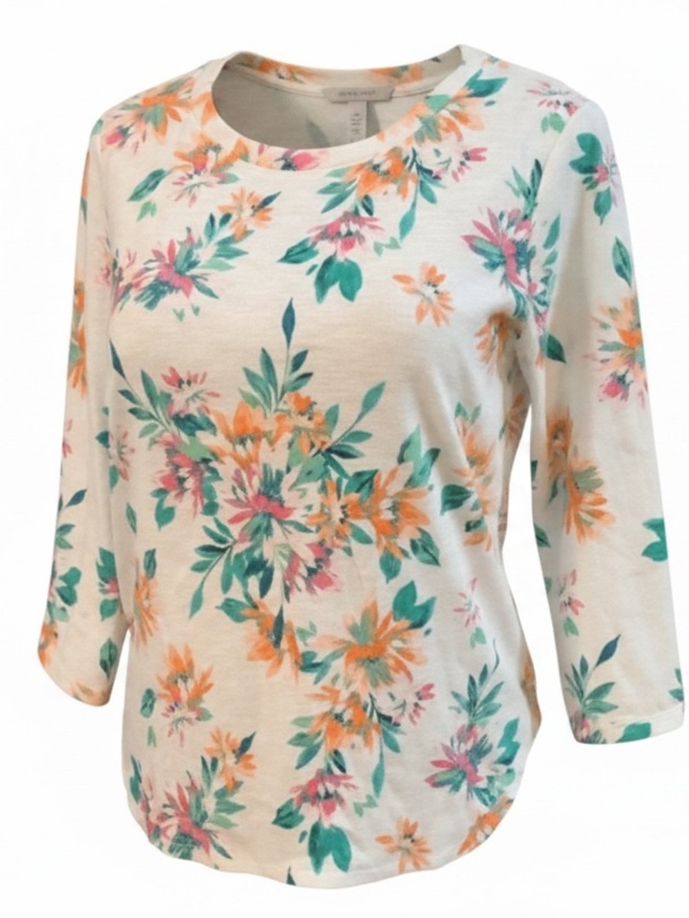 Tommy Bahama Women’s Size M Pullover Top Cotton Knit 3/4 Sleeve Tropical Print